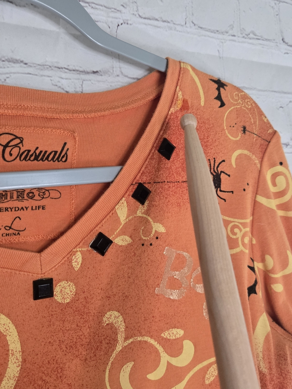 Y2k Vintage Halloween All Over Print Bat BOO Shirt Sz L - Picture 3 of 8